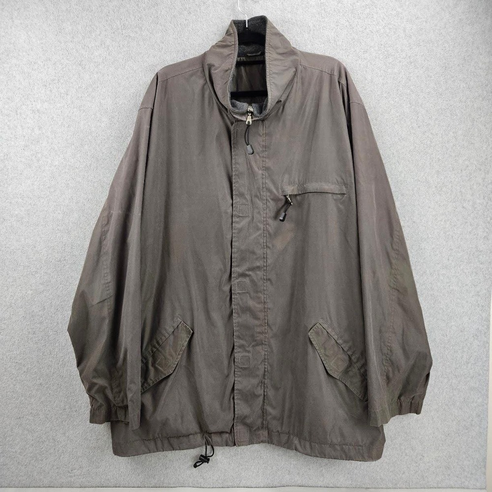 LONDON FOG Jacket Mens XXLT Brown Full Zip Fleece Lined Mock Neck Field Coat